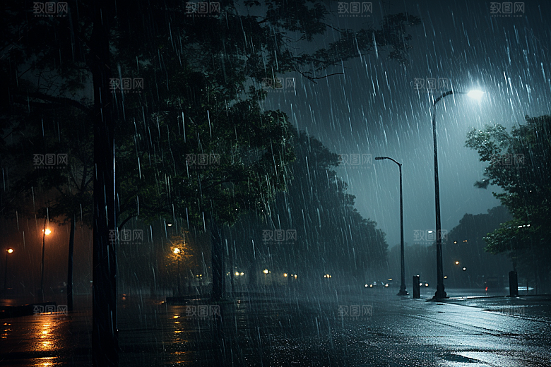 暴雨安静大雨摄影图