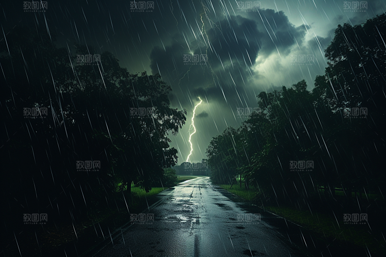 暴雨安静下雨摄影图
