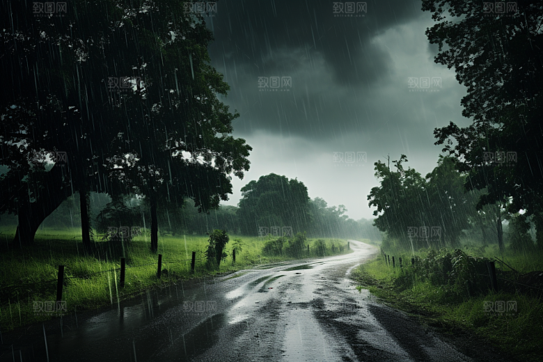 暴雨下雨户外摄影图