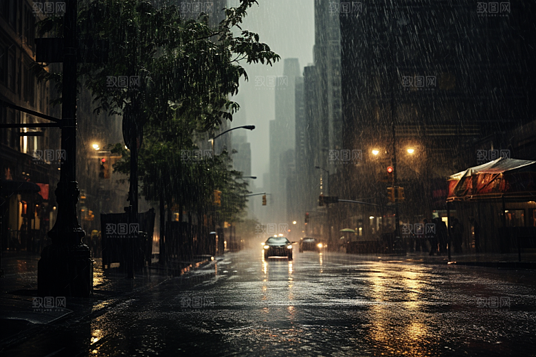 暴雨雨天户外摄影图