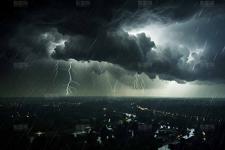 暴雨雨天自然摄影图