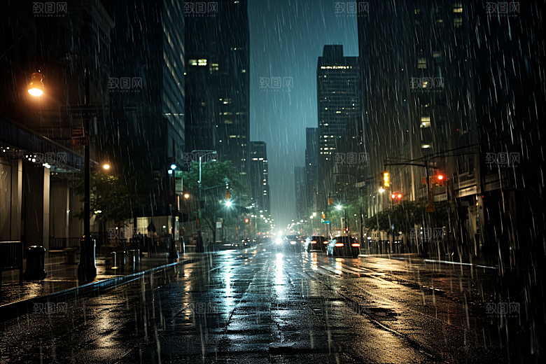 暴雨雨夜户外摄影图