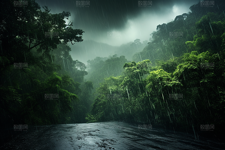 暴雨雨夜下雨摄影图