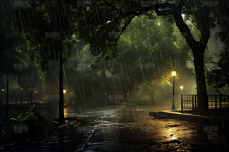 暴雨下雨户外摄影图