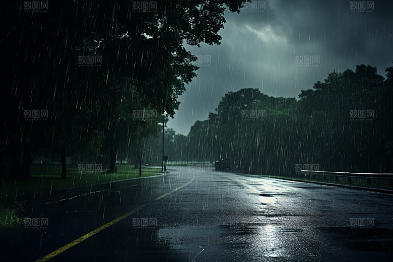 暴雨雨夜下雨摄影图