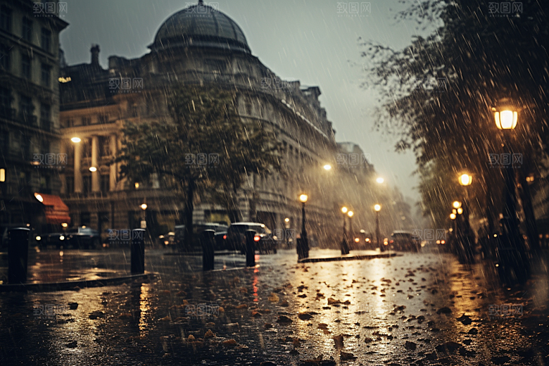 暴雨大雨户外摄影图
