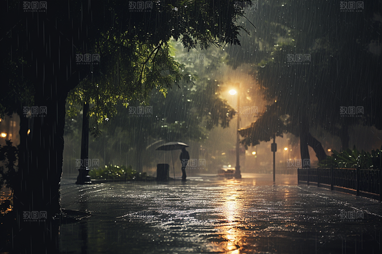 暴雨下雨户外摄影图