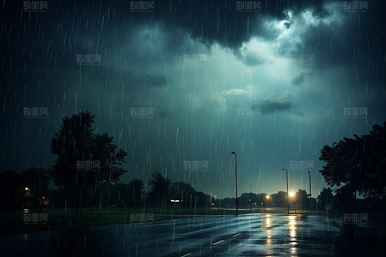 暴雨雨天安静摄影图