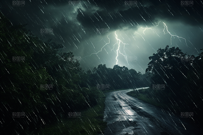 暴雨大雨户外摄影图