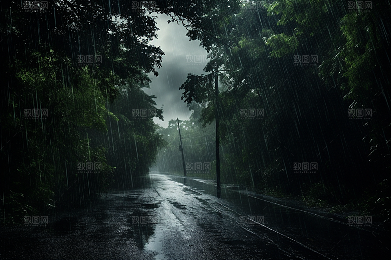 暴雨户外雨夜摄影图