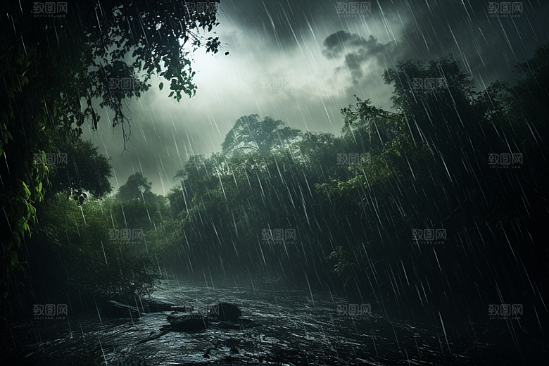 暴雨雨天户外摄影图