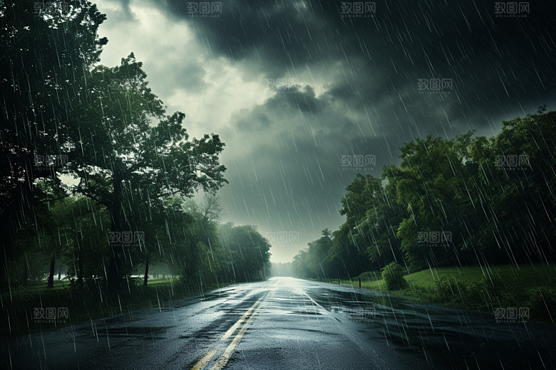 暴雨户外大雨摄影图