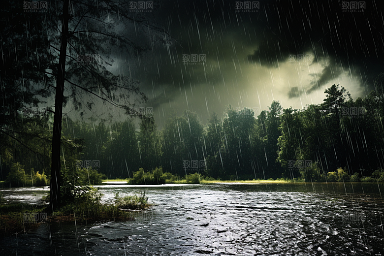暴雨户外雨天摄影图