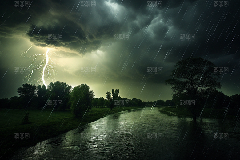 暴雨自然下雨摄影图