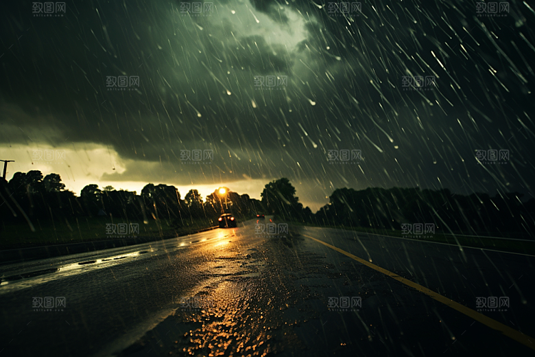 暴雨户外雨天摄影图