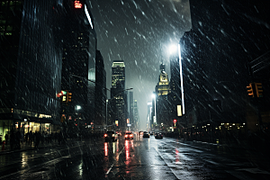 暴雨高清雨夜摄影图
