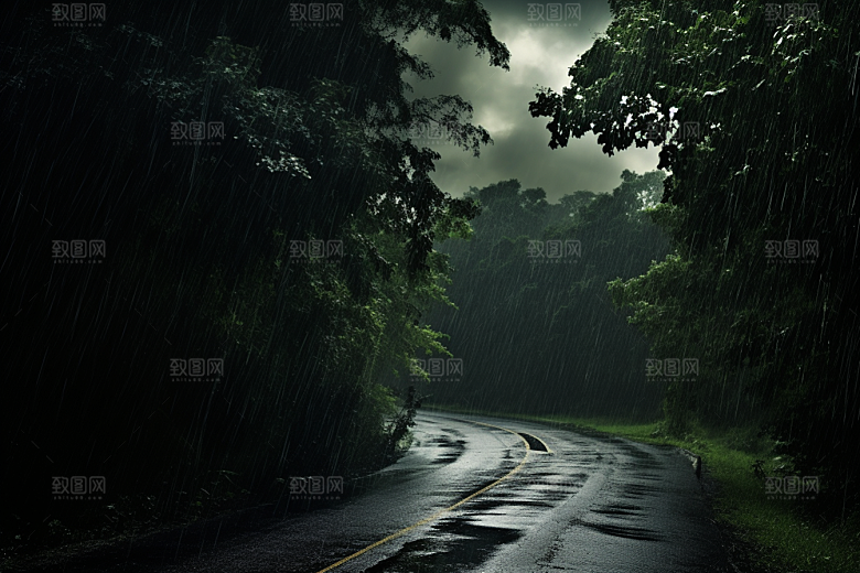 暴雨自然雨夜摄影图