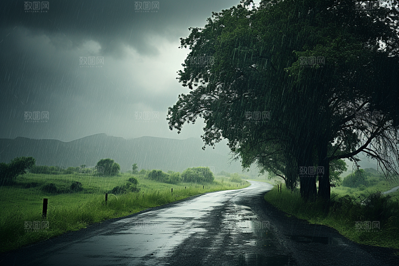 暴雨下雨户外摄影图