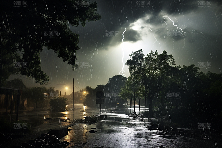 暴雨雨天高清摄影图