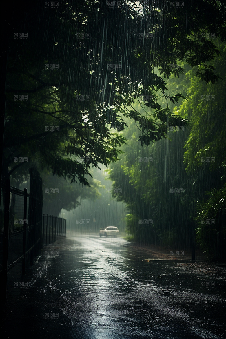暴雨雨夜自然摄影图