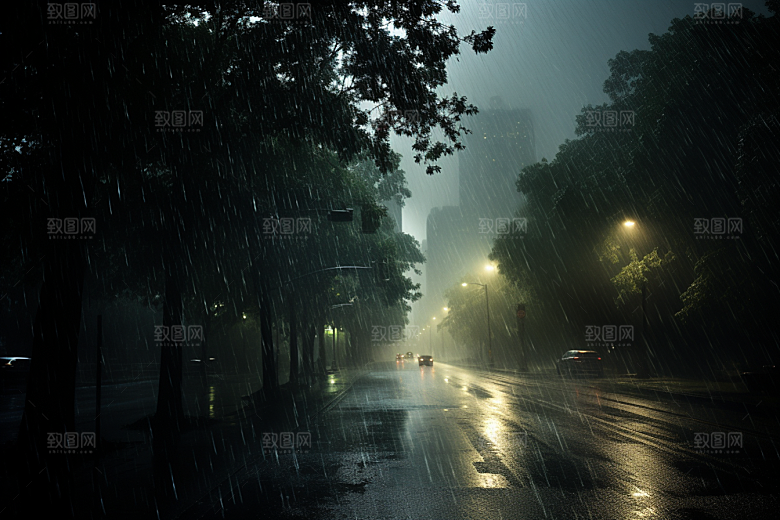 暴雨下雨环境摄影图