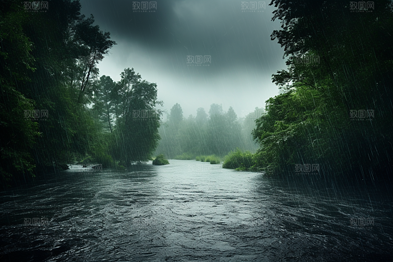 暴雨大雨户外摄影图