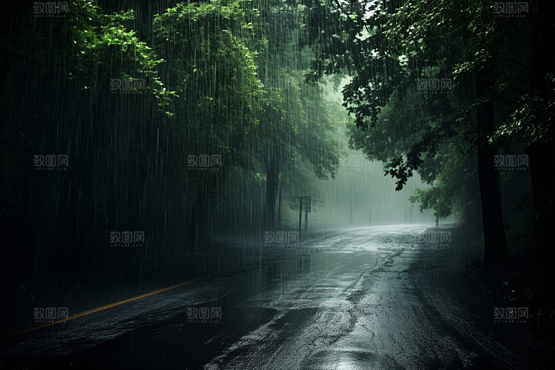 暴雨高清大雨摄影图