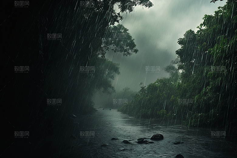 暴雨雨夜高清摄影图