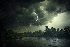 暴雨户外雨夜摄影图