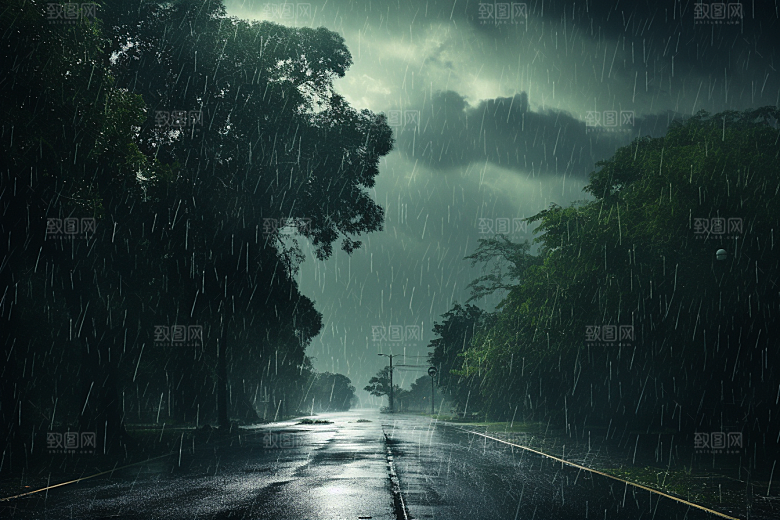 暴雨高清雨天摄影图