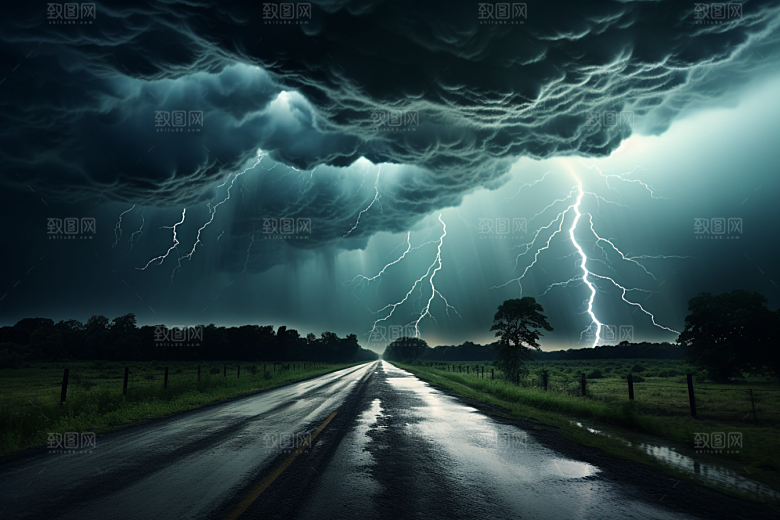 暴雨雨夜环境摄影图