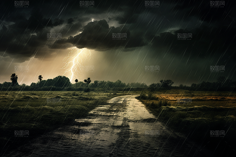 暴雨下雨户外摄影图