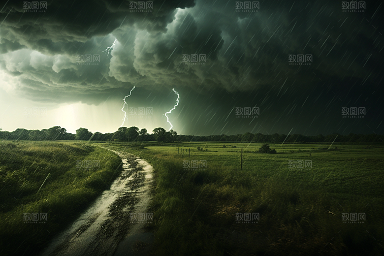 暴雨户外下雨摄影图