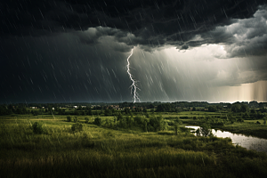 暴雨雨天户外摄影图