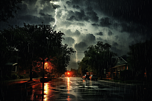 暴雨雨夜环境摄影图