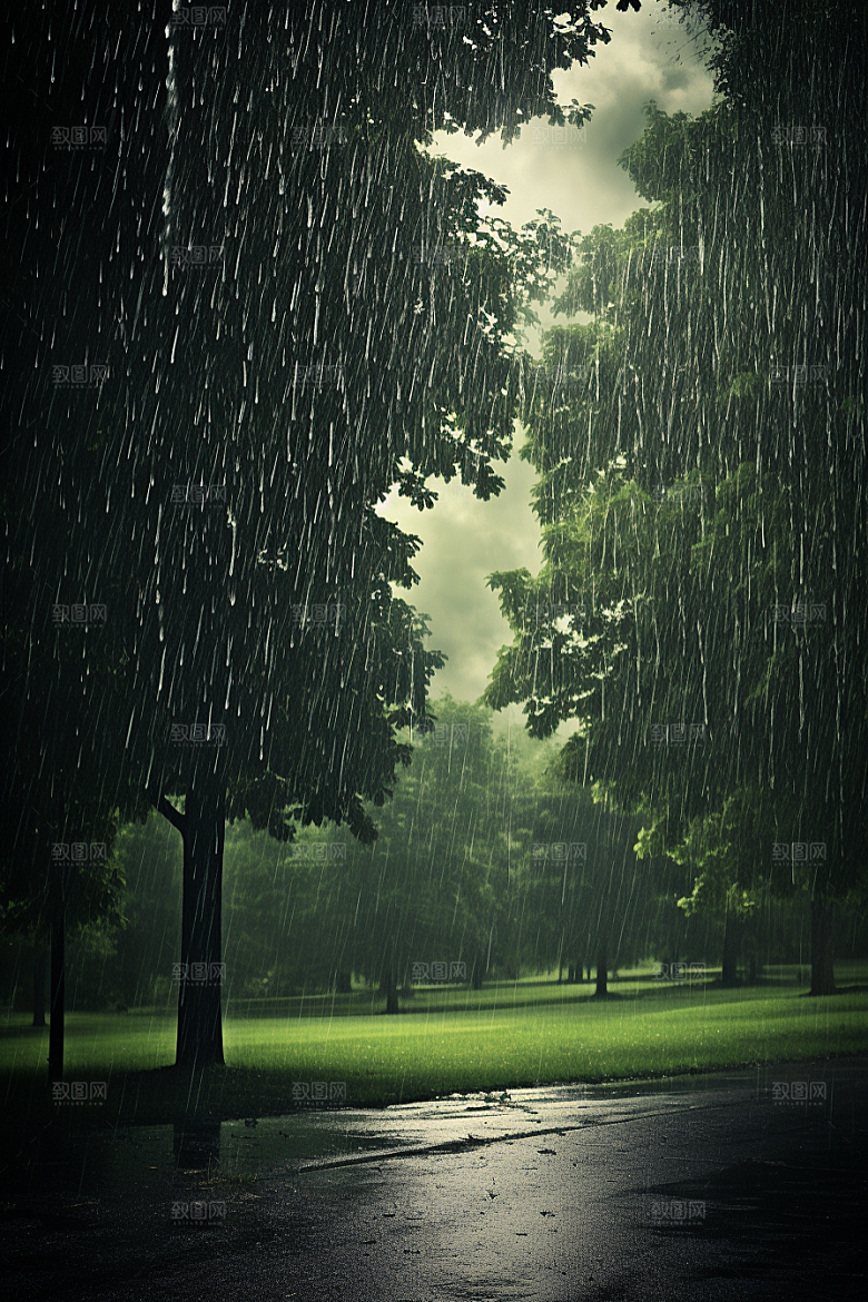 暴雨雨夜户外摄影图