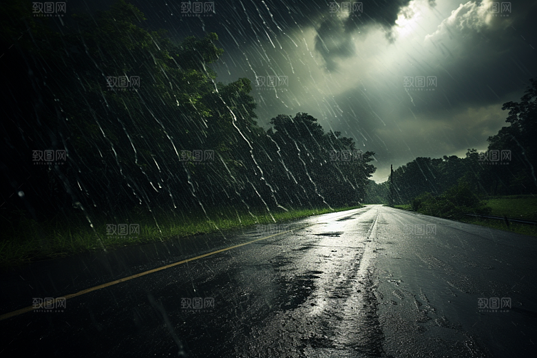 暴雨自然雨夜摄影图