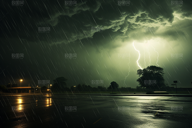 暴雨环境下雨摄影图