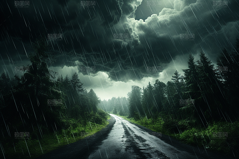 暴雨下雨雨天摄影图