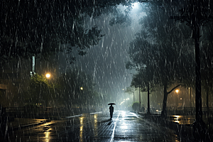 暴雨大雨雨夜摄影图