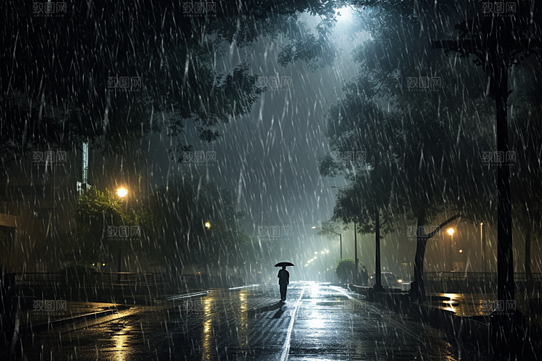 暴雨大雨雨夜摄影图