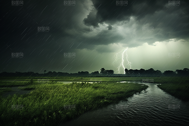 暴雨环境下雨摄影图