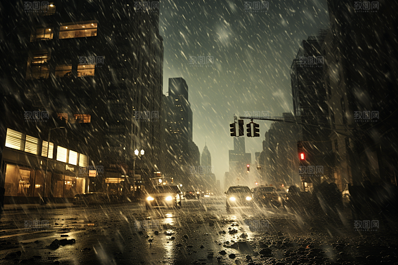 暴雨环境下雨摄影图