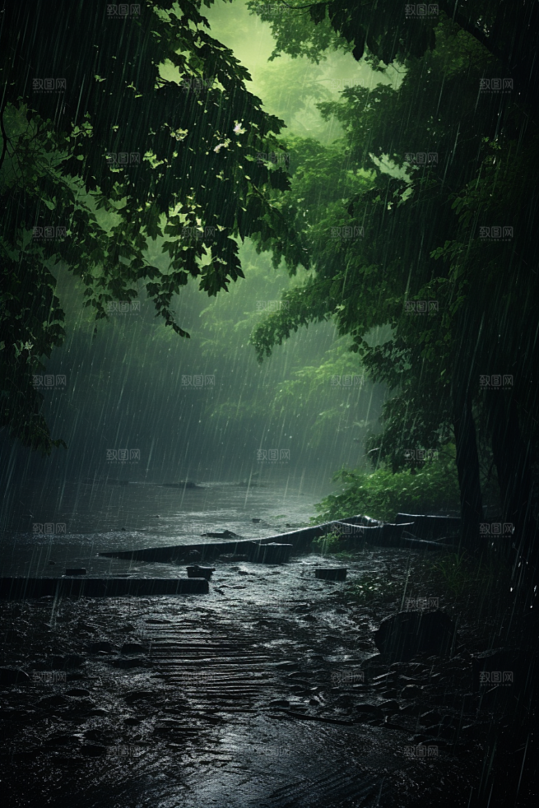暴雨下雨自然摄影图