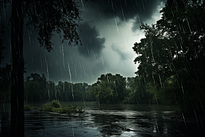 暴雨环境下雨摄影图