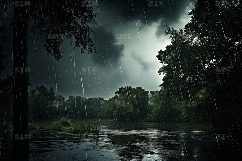 暴雨环境下雨摄影图