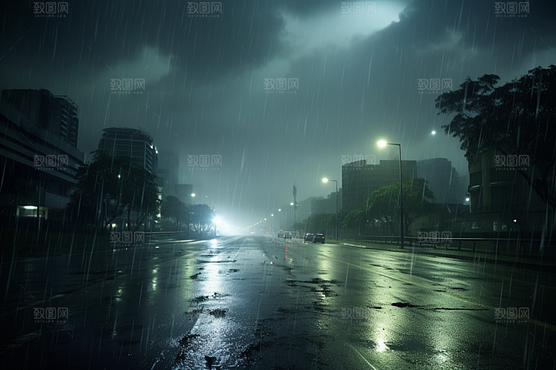 暴雨室外雨夜摄影图