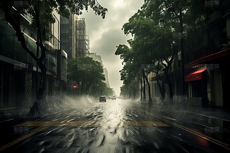 暴雨雨夜环境摄影图