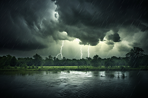 暴雨安静雨夜摄影图