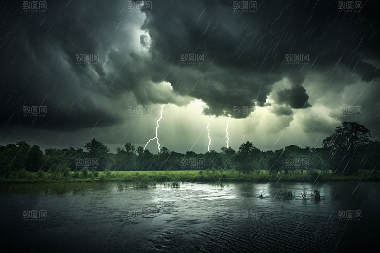 暴雨安静雨夜摄影图